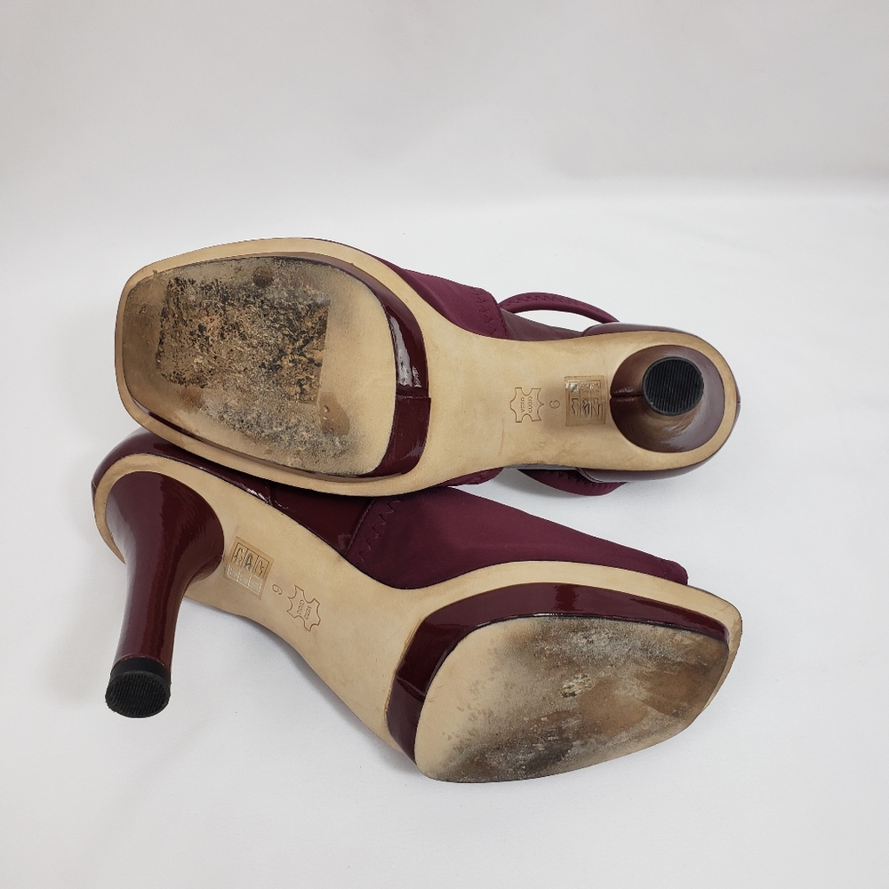 Taryn Burgundy Open Toe Heels - Picture 9 of 13